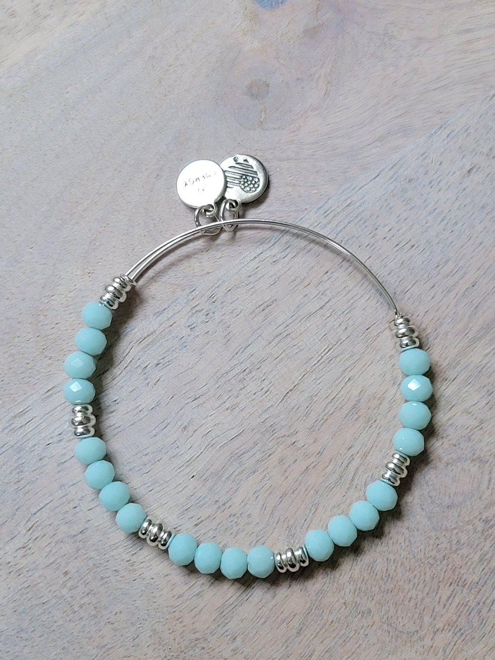 Alex and Ani Pale Aqua Beaded Bracelet with Silver Accents